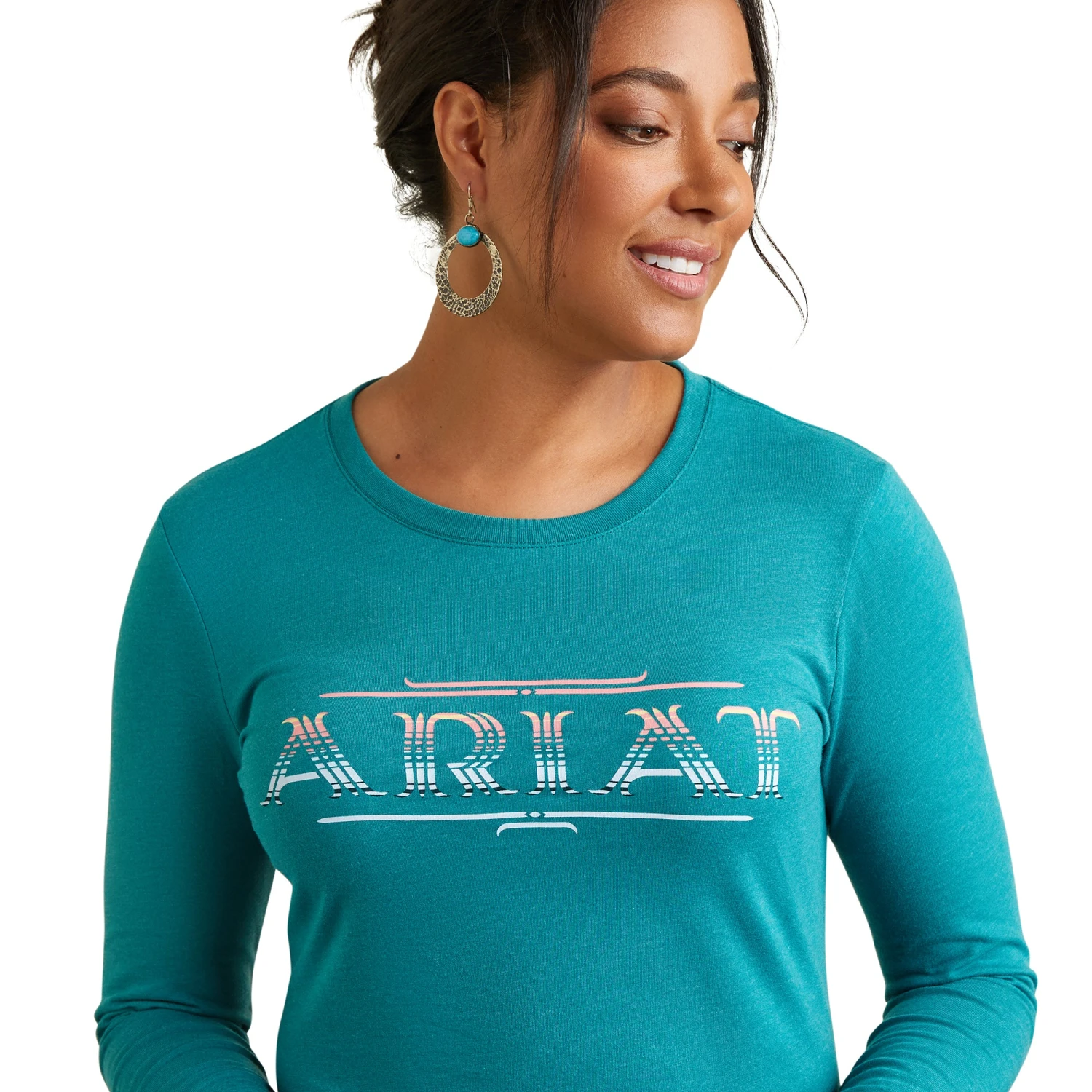 Ariat® Ladies Serape Style Teal Green Heather T-Shirt 10042785 Ariat® Ladies Serape Style Teal Green Heather T-Shirt 10042785 -Ariat Shop F22 WMS WEST 10042785 detail01