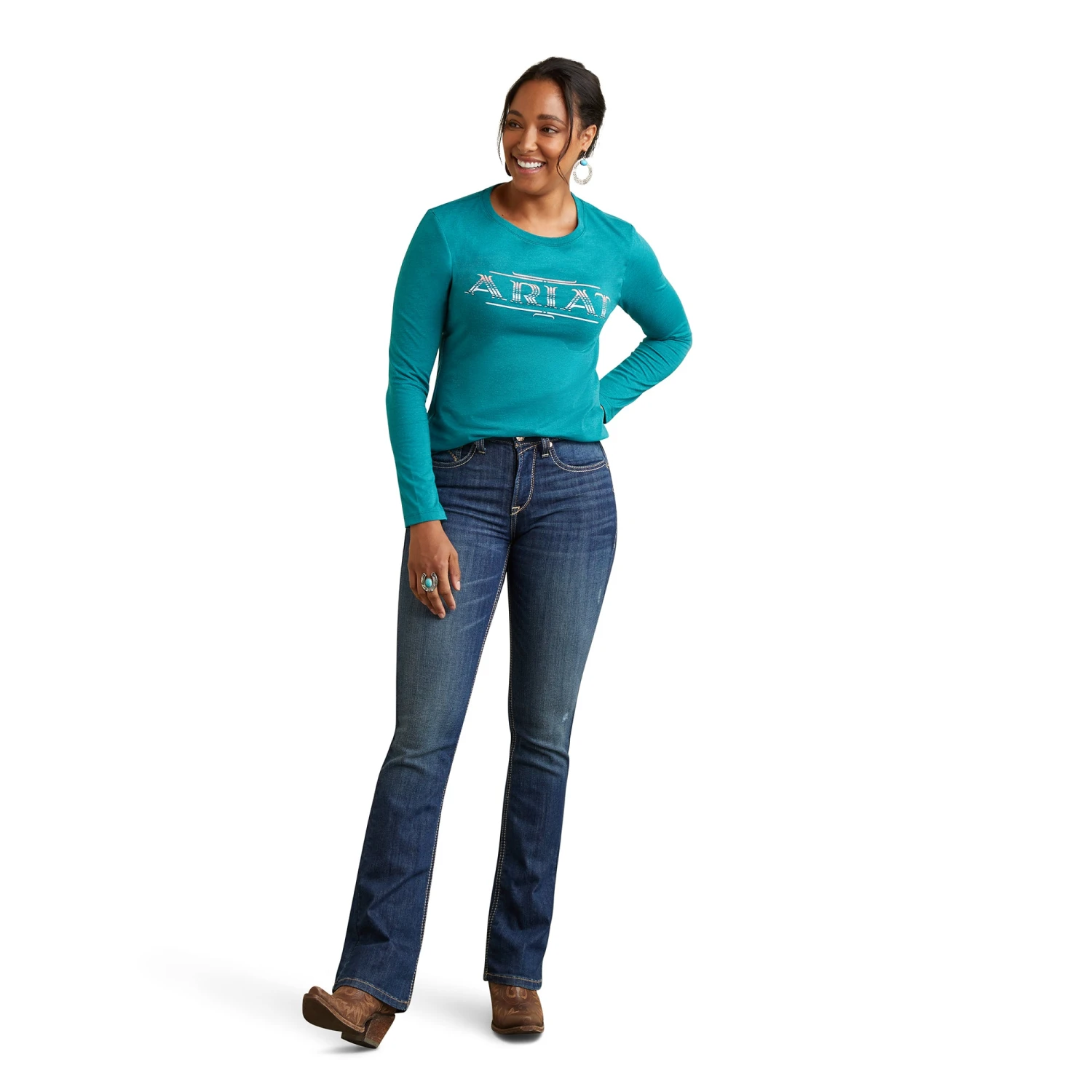 Ariat® Ladies Serape Style Teal Green Heather T-Shirt 10042785 Ariat® Ladies Serape Style Teal Green Heather T-Shirt 10042785 -Ariat Shop F22 WMS WEST 10042785 full