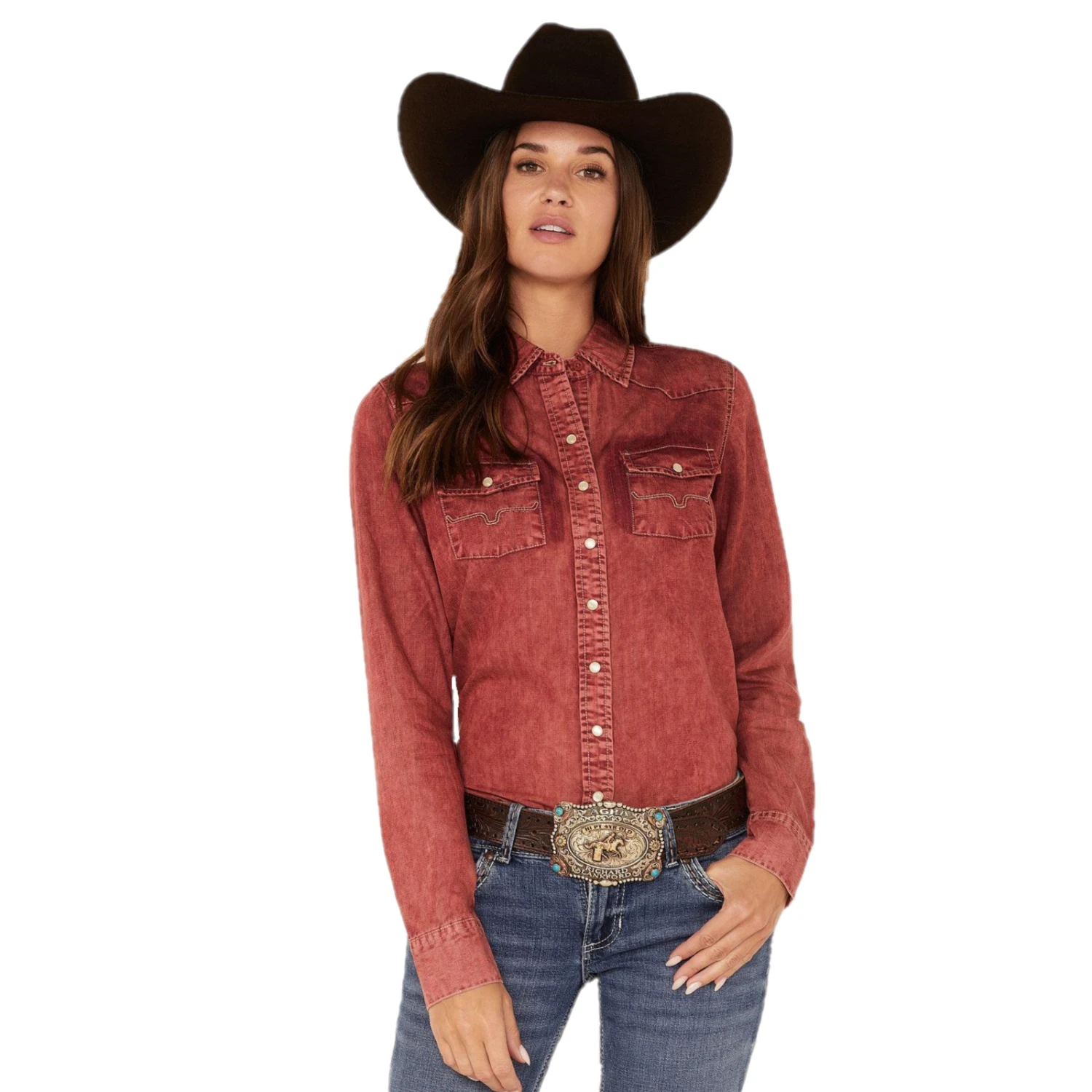 Kimes Ranch® Ladies Kc Tencel Dark Red Snap Shirt KC-DR Kimes Ranch® Ladies Kc Tencel Dark Red Snap Shirt KC-DR -Ariat Shop KR RD1