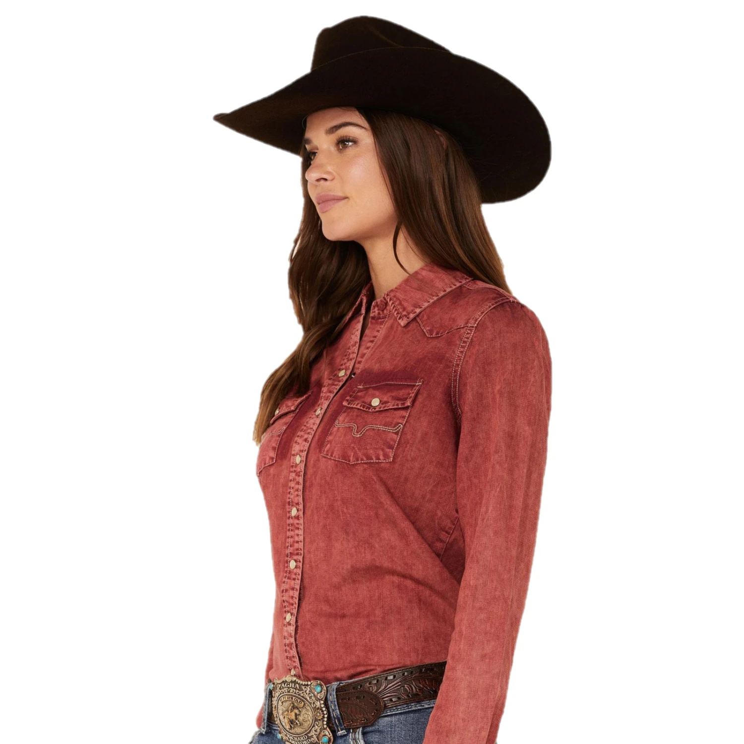 Kimes Ranch® Ladies Kc Tencel Dark Red Snap Shirt KC-DR Kimes Ranch® Ladies Kc Tencel Dark Red Snap Shirt KC-DR -Ariat Shop KR RD2