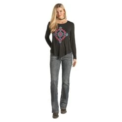 Panhandle® Ladies Aztec Puff Print Long Sleeve T-Shirt L8T2097