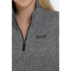 Cinch Ladies 1/4 Zip Black And Grey Chevron Sweater MAK9822002 -Ariat Shop MAK9822002 4