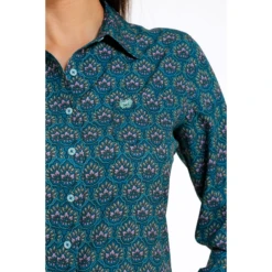 Cinch Ladies Areanflex Teal Button Down Shirt MSW9163017 2 Cinch Ladies Areanflex Teal Button Down Shirt MSW9163017 -Ariat Shop MSW9163017 2
