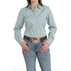 Cinch® Ladies Striped Blue Tencel Button Down Western Shirt MSW9164198