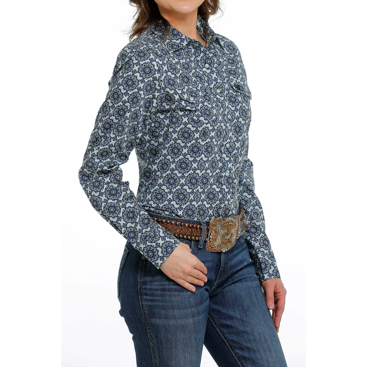 Cinch® Ladies Geometric Dark Blue Snap Down Shirt MSW9201037 Cinch® Ladies Geometric Dark Blue Snap Down Shirt MSW9201037 -Ariat Shop MSW9201037 1