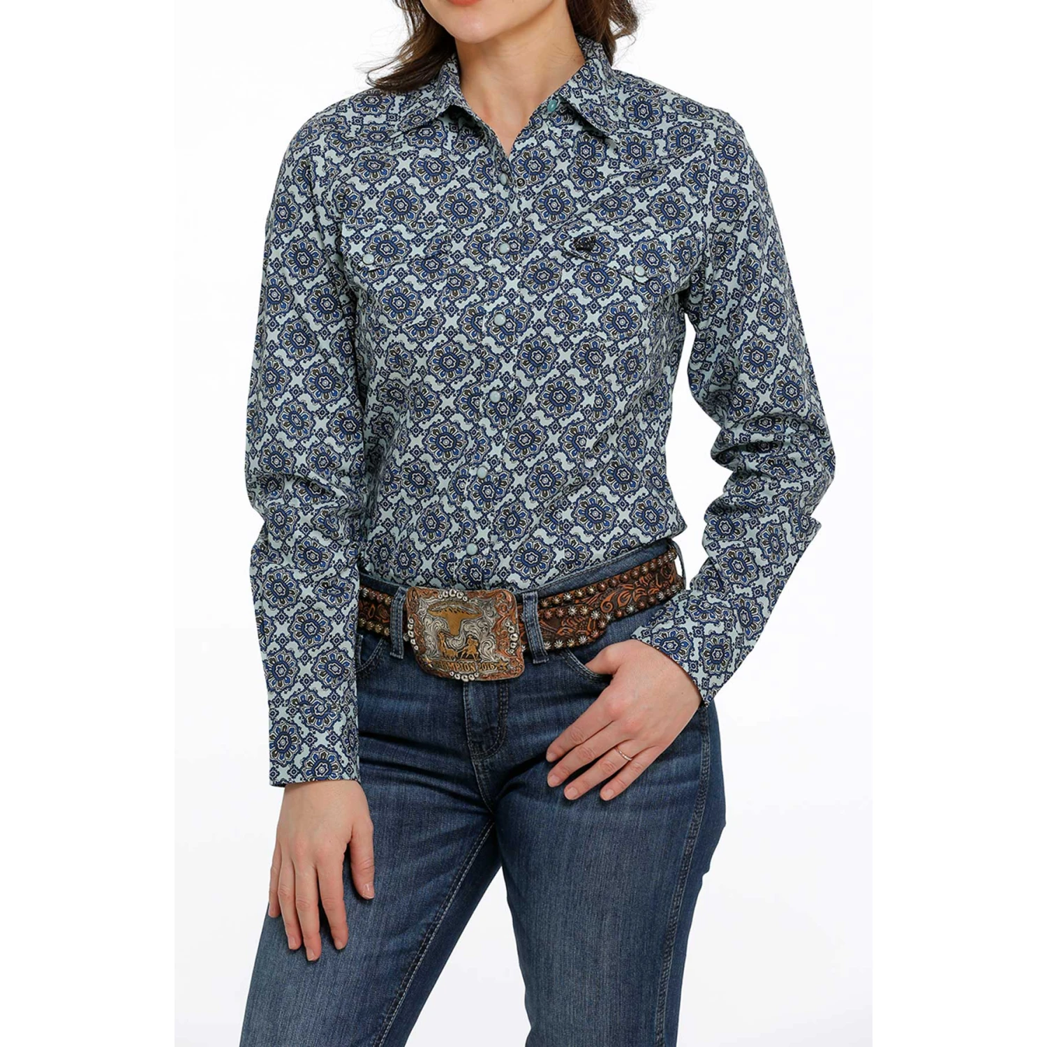 Cinch® Ladies Geometric Dark Blue Snap Down Shirt MSW9201037 Cinch® Ladies Geometric Dark Blue Snap Down Shirt MSW9201037 -Ariat Shop MSW9201037