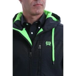 Cinch Men's Black Logo Softshell Hooded Bonded Jacket MWJ1524001 -Ariat Shop MWJ1524001 4