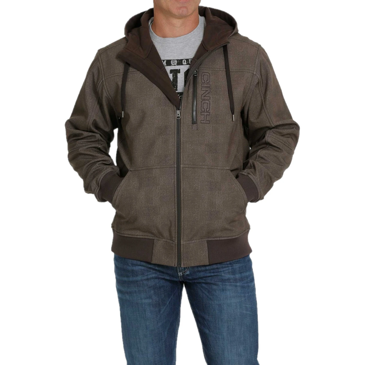 Cinch Men's Bonded Printed Brown Hooded Jacket MWJ1525002 Cinch Men's Bonded Printed Brown Hooded Jacket MWJ1525002 -Ariat Shop MWJ15250021 1