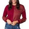 L&B Ladies Wine And Rose Gold Shiny Lurex Shirt NTO62BURG