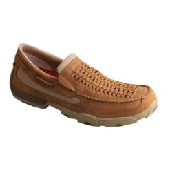 Twisted X Men's Driving Moc Distressed Saddle Brown Shoes MDMS013