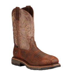 Ariat® Men's WorkHog Brown Croco Print Composite Toe Boots 10017416