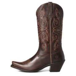 Ariat Ladies Round Up Lakota Rough Tan Snip Toe Boots 10035785 -Ariat Shop S21 WMS WEST 10035785 side
