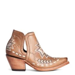 Ariat® Ladies Dixon Aztec Crackled Aged Tan Brown Booties 10035973 -Ariat Shop S21 WMS WEST 10035973 side231