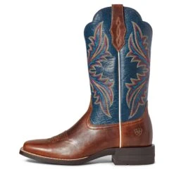 Ariat Ladies West Bound Russet Rebel & Navy Square Toe Boots 10035986 -Ariat Shop S21 WMS WEST 10035986 side