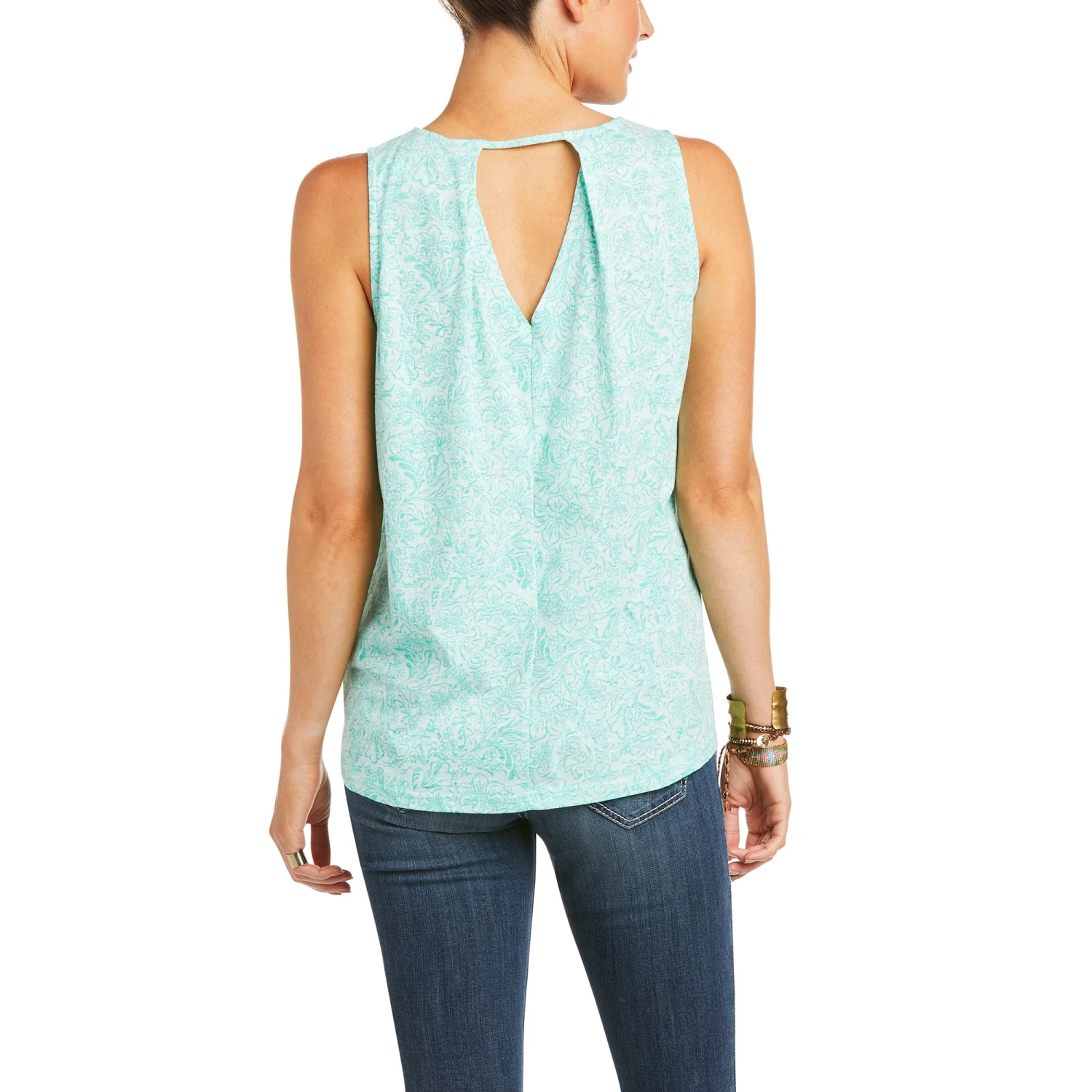 Women's Island Sleeveless Parasail Aqua Tank Top 10036159 Ariat Women's Island Sleeveless Parasail Aqua Tank Top 10036159 -Ariat Shop S21 WMS WEST 10036159 back