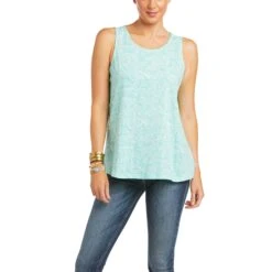 Ariat Women's Island Sleeveless Parasail Aqua Tank Top 10036159