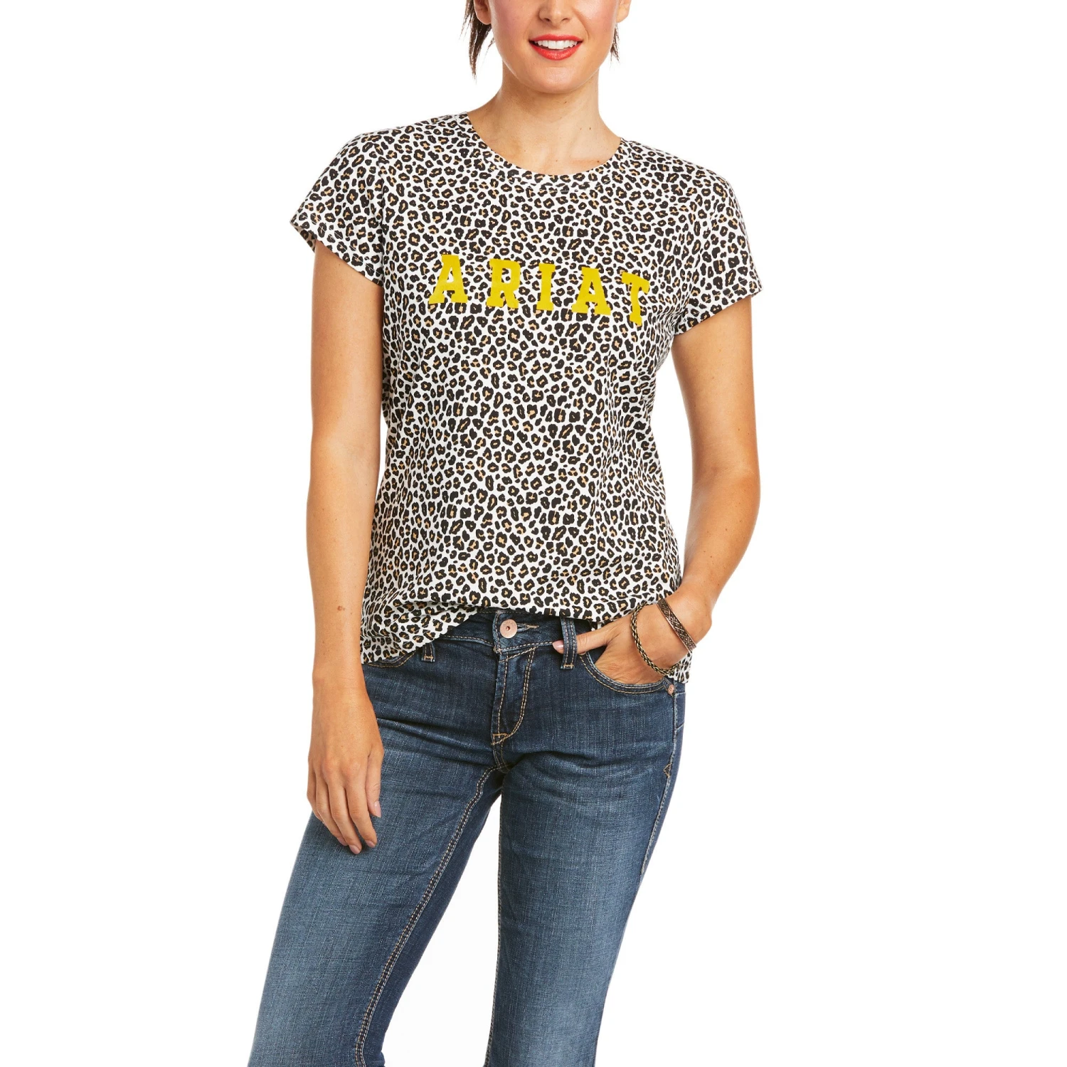 Ariat Ladies Real Wild Logo Leopard T-Shirt 10036195 Ariat Ladies Real Wild Logo Leopard T-Shirt 10036195 -Ariat Shop S21 WMS WEST 10036195 front