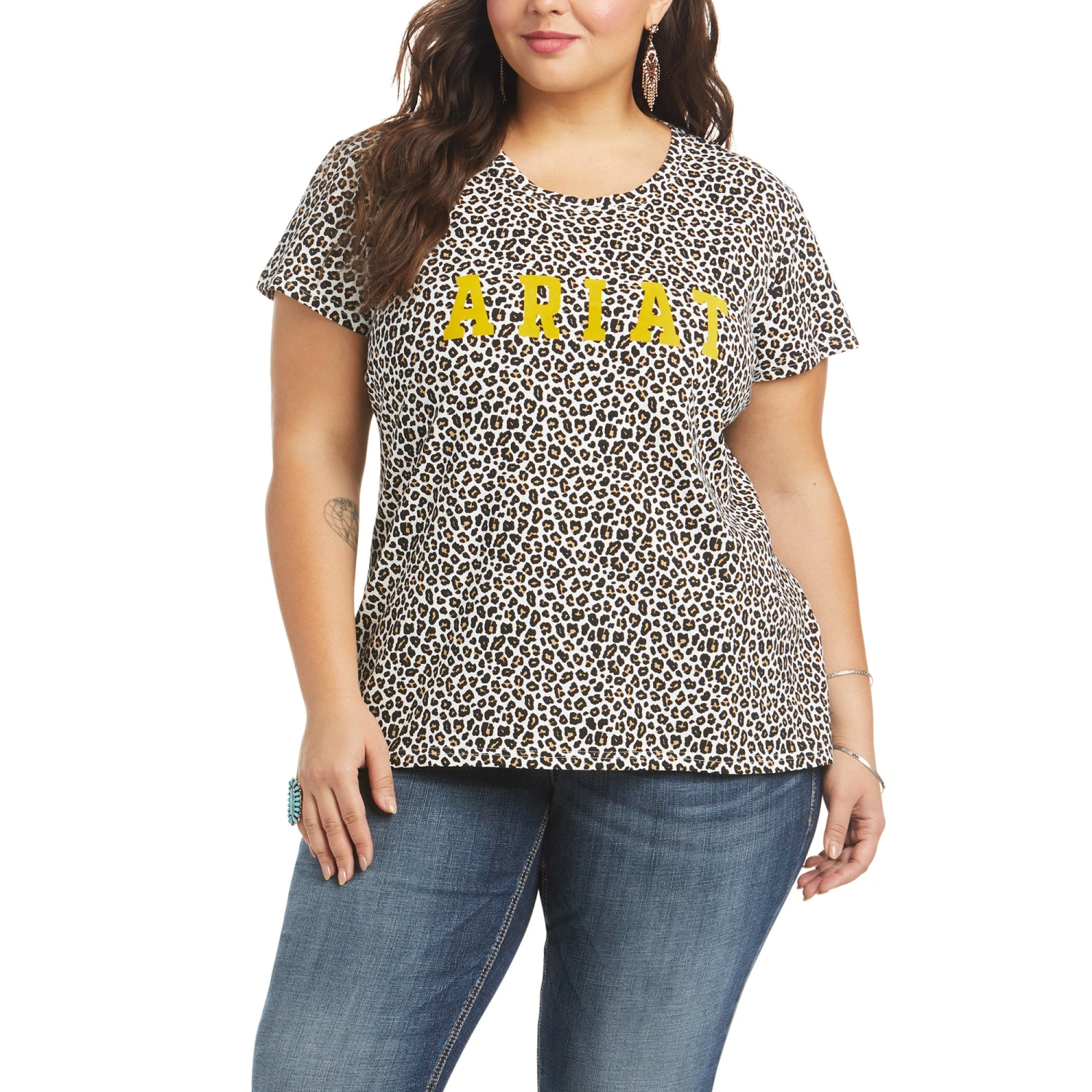 Ariat Ladies Real Wild Logo Leopard T-Shirt 10036195 Ariat Ladies Real Wild Logo Leopard T-Shirt 10036195 -Ariat Shop S21 WMS WEST 10036195 front plus