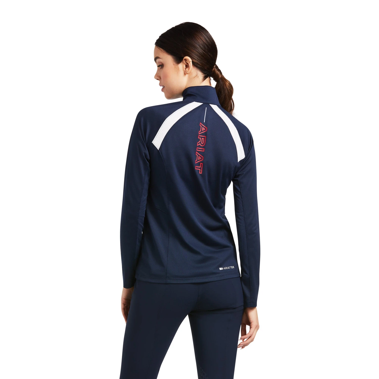 Ariat® Ladies Sunstopper 2.0 1/4 Zip Navy Baselayer Shirt 10039184 Ariat® Ladies Sunstopper 2.0 1/4 Zip Navy Baselayer Shirt 10039184 -Ariat Shop S22 WMS ENGL 10039184 back