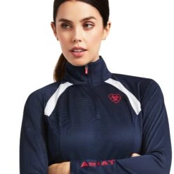 Ariat® Ladies Sunstopper 2.0 1/4 Zip Navy Baselayer Shirt 10039184 3 Ariat® Ladies Sunstopper 2.0 1/4 Zip Navy Baselayer Shirt 10039184 -Ariat Shop S22 WMS ENGL 10039184 detail02