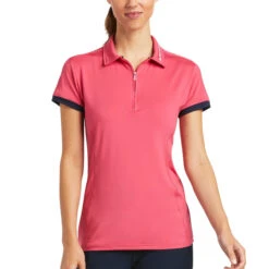 AriatĀ® Ladies Bandera Party Punch Pink 1/4 Zip Polo Shirt 10039186