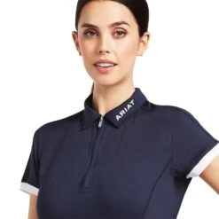 Ariat® Ladies Bandera Navy Blue 1/4 Zip Polo Shirt 10039188 -Ariat Shop S22 WMS ENGL 10039188 detail01