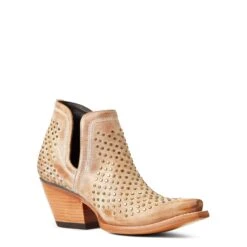 Ariat® Ladies Dixon Studs Old West Tan Snip Toe Booties 10038382 -Ariat Shop S22 WMS WEST 10038382 medial