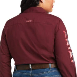 Ariat Ladies Team Kirby Zinfandel Long Sleeve Shirt 10039458 -Ariat Shop S22 WMS WEST 10039458 back plus