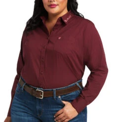 Ariat Ladies Team Kirby Zinfandel Long Sleeve Shirt 10039458 -Ariat Shop S22 WMS WEST 10039458 detail01 plus