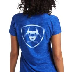 Ariat Ladies Launa Logo Short Sleeve Mazarine Blue Shirt 10039522 -Ariat Shop S22 WMS WEST 10039522 detail01