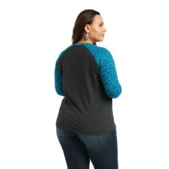 Ariat® Ladies REAL Freedom Heather Charcoal & Leopard T-Shirt 10039775 -Ariat Shop S22 WMS WEST 10039775 back plus 093b083c 4268 473d 8481 29df90b11426