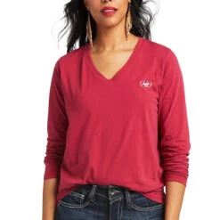 AriatĀ® Ladies Serape Thunderbird Red Bud Long Sleeve T-Shirt 10039781