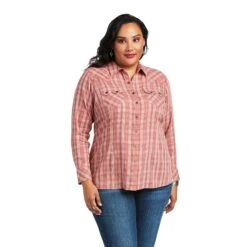 Ariat Ladies R.E.A.L™ Antique Thunderbird Antique Rubia Plaid Shirt 10039844 -Ariat Shop S22 WMS WEST 10039844 front plus