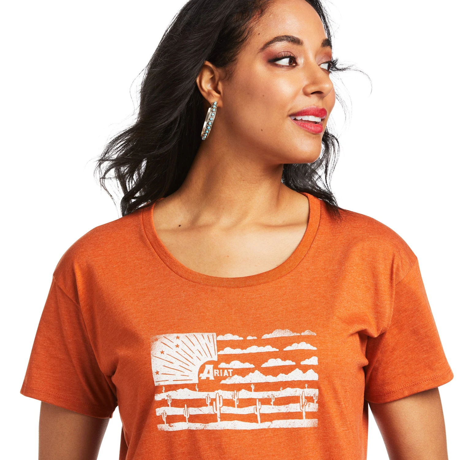 Ariat® Women's Desert Flag Adobe Orange Heather T-Shirt 10039972 Ariat® Women's Desert Flag Adobe Orange Heather T-Shirt 10039972 -Ariat Shop S22 WMS WEST 10039972 detail01