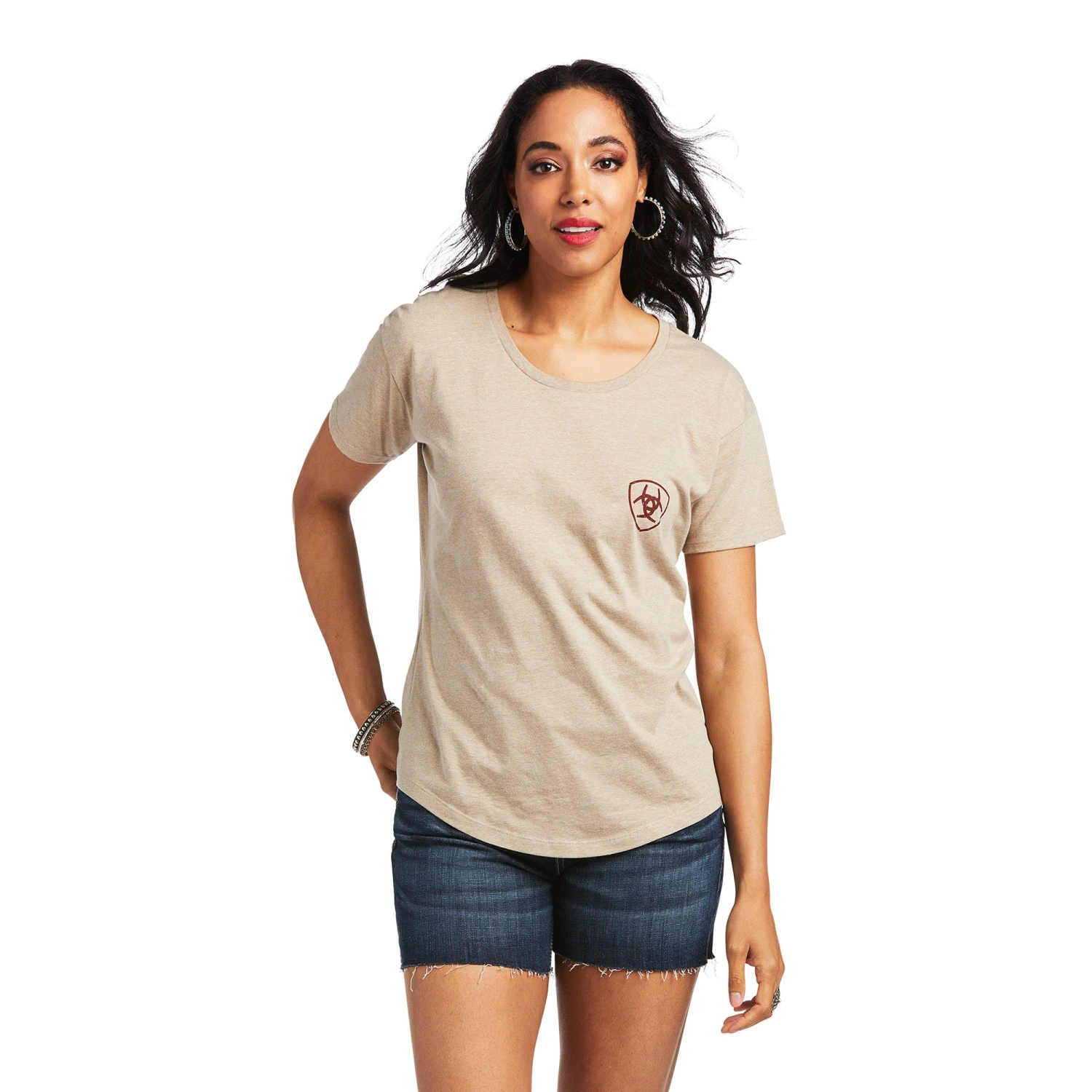 Ariat® Women's Graphic Sod Tractor Oatmeal Heather T-Shirt 10039976 Ariat® Women's Graphic Sod Tractor Oatmeal Heather T-Shirt 10039976 -Ariat Shop S22 WMS WEST 10039976 front