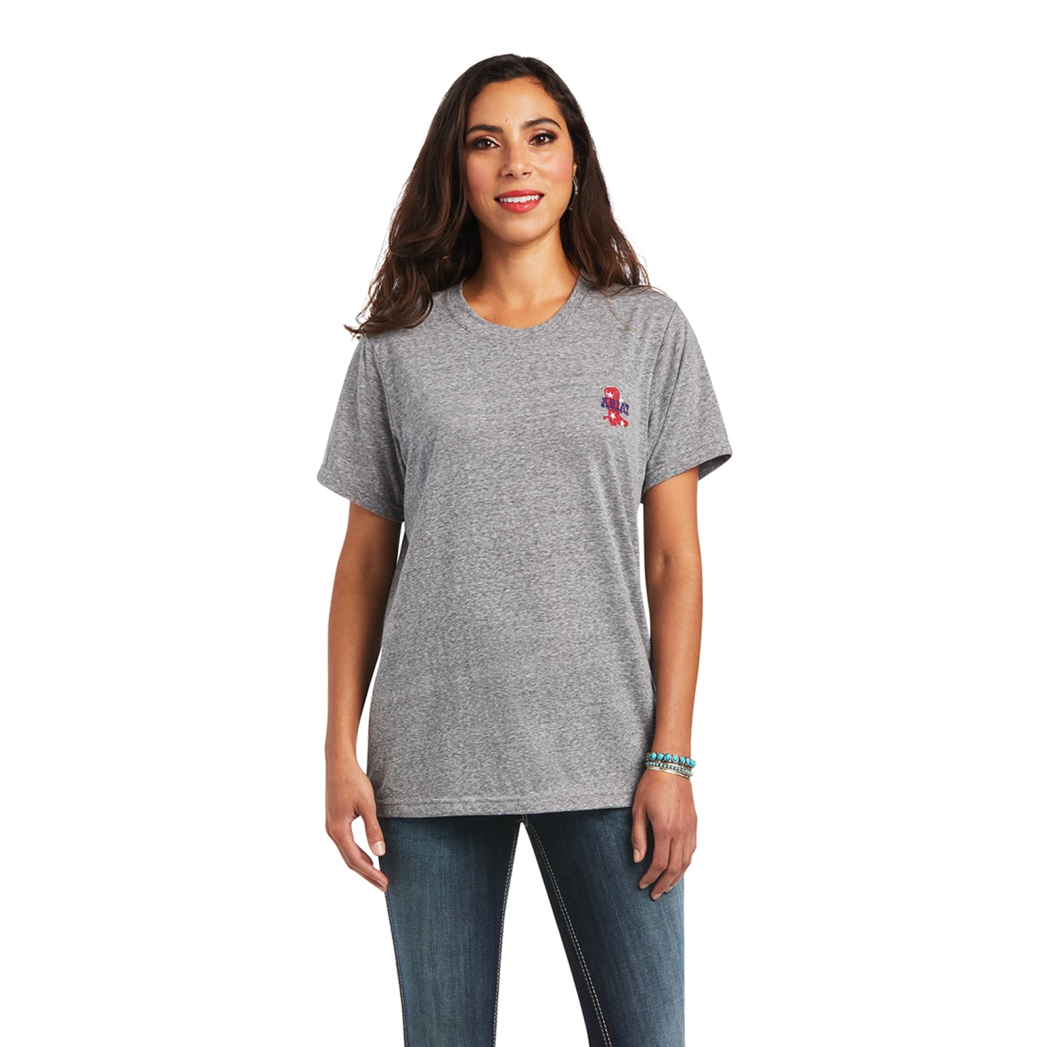 Ariat® Ladies Singing The Blues Charcoal Grey T-Shirt 10040511 Ariat® Ladies Singing The Blues Charcoal Grey T-Shirt 10040511 -Ariat Shop S22 WMS WEST 10040511 front