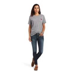 Ariat® Ladies Singing The Blues Charcoal Grey T-Shirt 10040511 3 Ariat® Ladies Singing The Blues Charcoal Grey T-Shirt 10040511 -Ariat Shop S22 WMS WEST 10040511 full