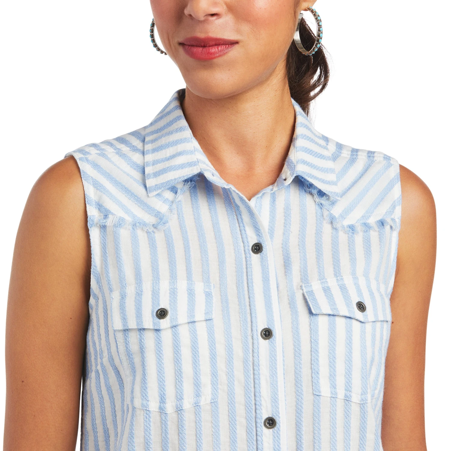 Ariat Women's Boom Boom Sleeveless Blue Stripe Shirt 10040519 Ariat Women's Boom Boom Sleeveless Blue Stripe Shirt 10040519 -Ariat Shop S22 WMS WEST 10040519 detail01