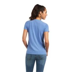 Ariat Women's REAL Tropics Steerhead Blue T-Shirt 10040533 -Ariat Shop S22 WMS WEST 10040533 back