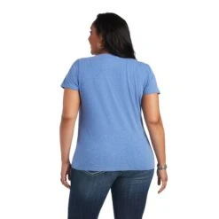 Ariat Women's REAL Tropics Steerhead Blue T-Shirt 10040533 -Ariat Shop S22 WMS WEST 10040533 back plus