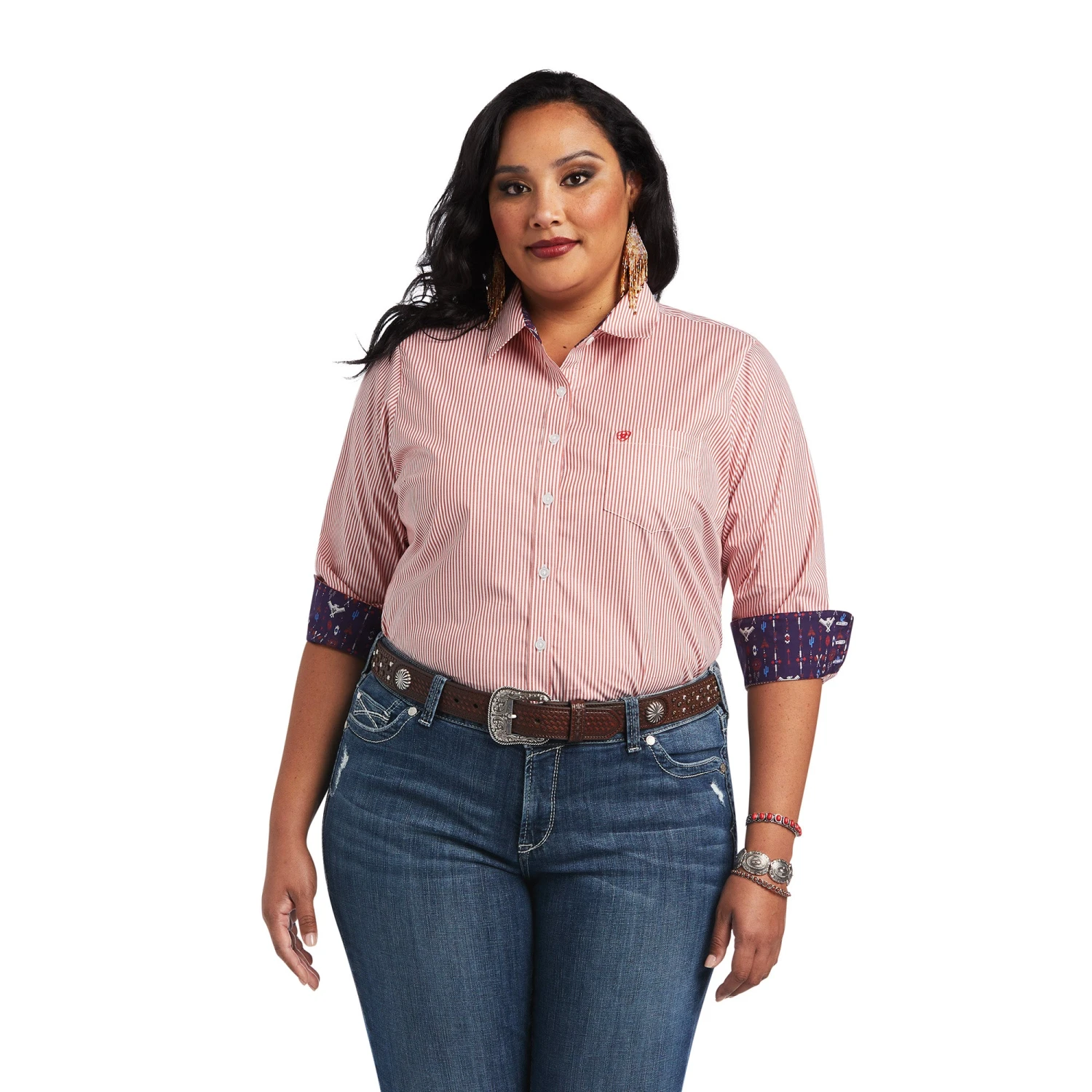 Ariat® Ladies Kirby Stretch Poppy Striped Button Down Shirt 10040580 Ariat® Ladies Kirby Stretch Poppy Striped Button Down Shirt 10040580 -Ariat Shop S22 WMS WEST 10040580 front plus