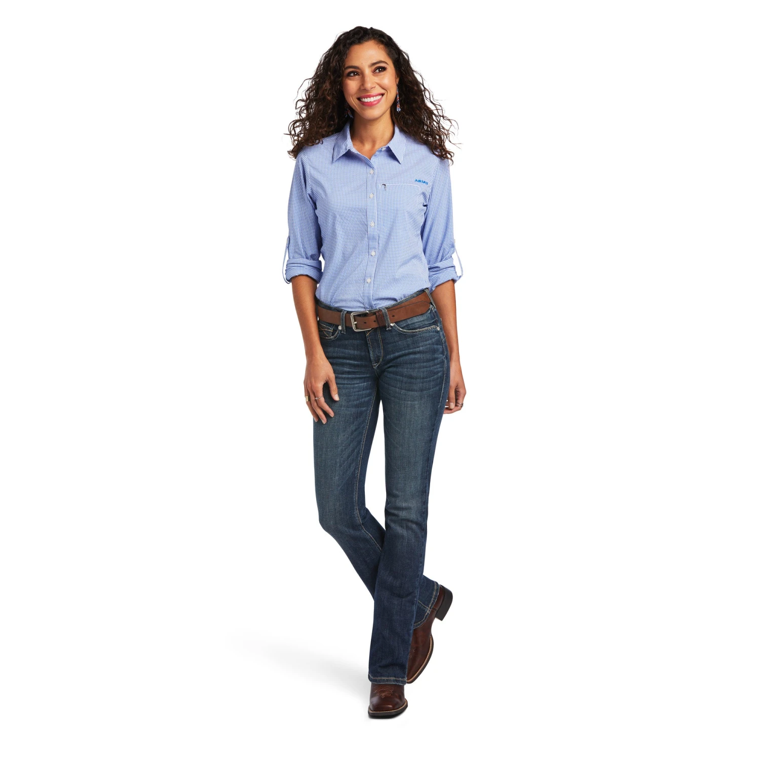 Ariat Women's VentTEK™ Long Sleeve Stretch Reykjavik Blue Shirt 10040583 Ariat Women's VentTEK™ Long Sleeve Stretch Reykjavik Blue Shirt 10040583 -Ariat Shop S22 WMS WEST 10040583 full