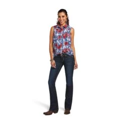 Ariat Ladies REAL Billie Jean Tropic Plaid Shirt 10040614 -Ariat Shop S22 WMS WEST 10040614 full