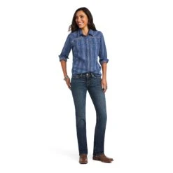 Ariat® Ladies REAL™ Darling Chambray Dobby Shirt 10040625 2 Ariat® Ladies REAL™ Darling Chambray Dobby Shirt 10040625 -Ariat Shop S22 WMS WEST 10040625 full