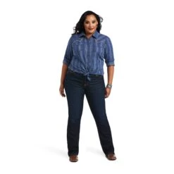 Ariat® Ladies REAL™ Darling Chambray Dobby Shirt 10040625 4 Ariat® Ladies REAL™ Darling Chambray Dobby Shirt 10040625 -Ariat Shop S22 WMS WEST 10040625 full plus