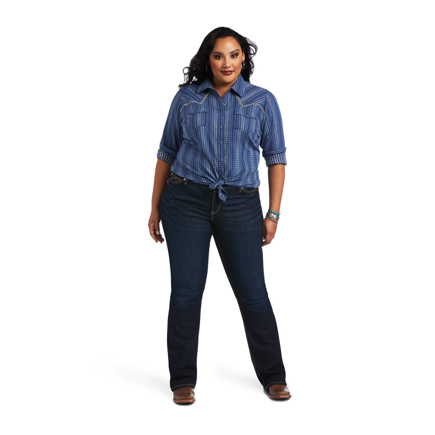 Ariat® Ladies REAL™ Darling Chambray Dobby Shirt 10040625 Ariat® Ladies REAL™ Darling Chambray Dobby Shirt 10040625 -Ariat Shop S22 WMS WEST 10040625 full plus