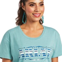 Ariat® Ladies Rough Serape Heather Oil Blue Graphic T-shirt 10040912 -Ariat Shop S22 WMS WEST 10040912 detail01