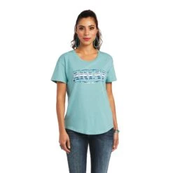 AriatĀ® Ladies Rough Serape Heather Oil Blue Graphic T-shirt 10040912