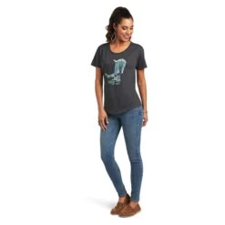 Ariat® Ladies Soaring Boot Charcoal Heather Graphic T-shirt 10040963 -Ariat Shop S22 WMS WEST 10040963 full