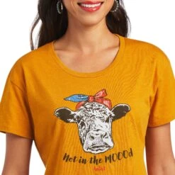 Ariat® Ladies Not In The Mood Heather Orange Graphic T-shirt 10040964 -Ariat Shop S22 WMS WEST 10040964 detail01